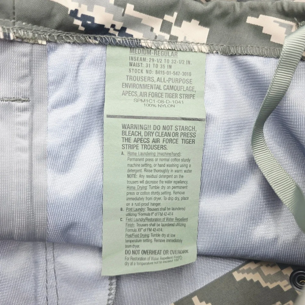 Apecs Air Force Medium Tiger Stripe Camo Cargo Pant Tactical Military 33X31